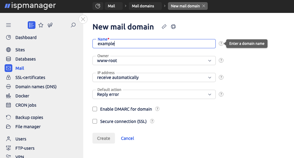 All corporate mailboxes will display the specified name in the domain